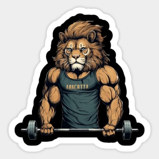 lion at gym Sticker